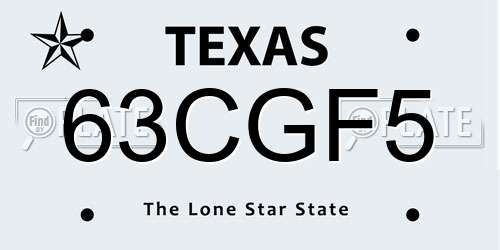 63CGF5 Texas License Plate