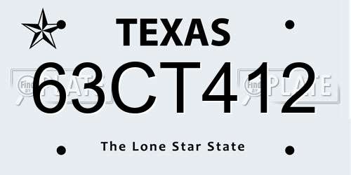 63CT412 Texas License Plate