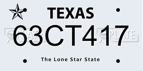 63CT417 Texas License Plate