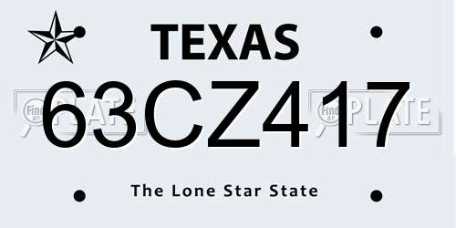 63CZ417 Texas License Plate