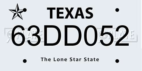 63DD052 Texas License Plate