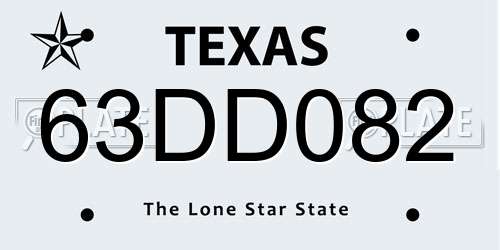 63DD082 Texas License Plate