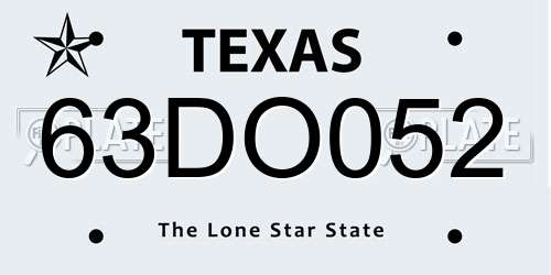 63DO052 Texas License Plate