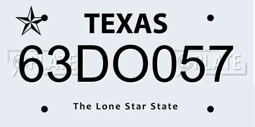 63DO057 Texas License Plate