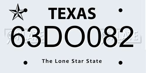 63DO082 Texas License Plate