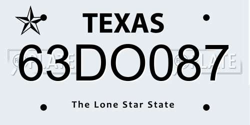 63DO087 Texas License Plate