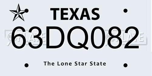 63DQ082 Texas License Plate