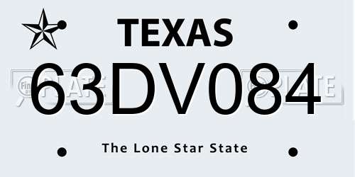 63DV084 Texas License Plate