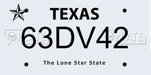 63DV42 Texas License Plate