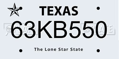 63KB550 Texas License Plate