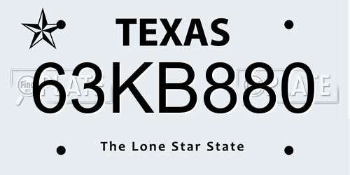 63KB880 Texas License Plate