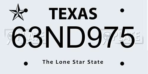 63ND975 Texas License Plate