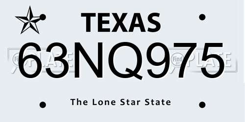 63NQ975 Texas License Plate
