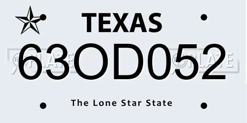 63OD052 Texas License Plate