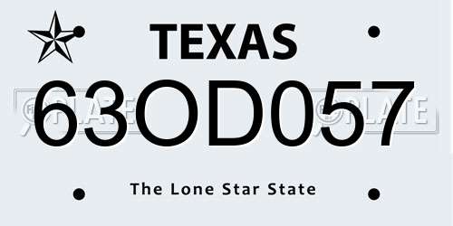 63OD057 Texas License Plate
