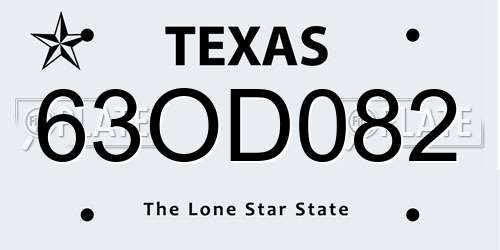 63OD082 Texas License Plate