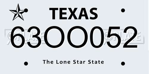 63OO052 Texas License Plate