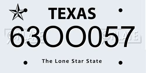63OO057 Texas License Plate