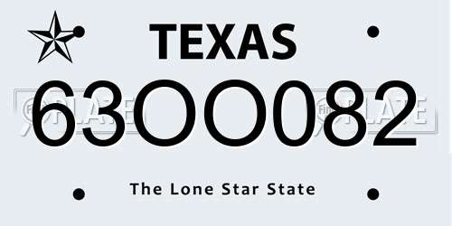 63OO082 Texas License Plate