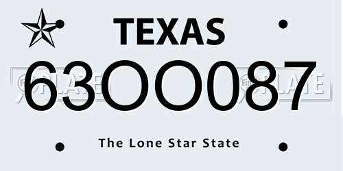 63OO087 Texas License Plate