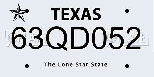 63QD052 Texas License Plate