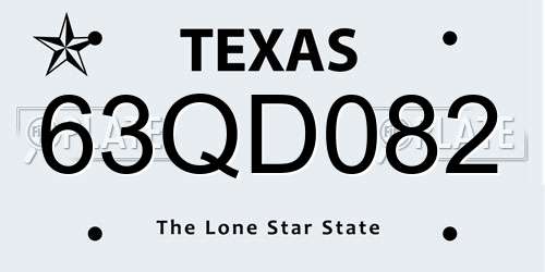 63QD082 Texas License Plate