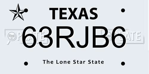 63RJB6 Texas License Plate