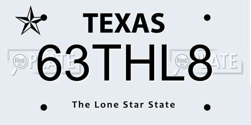 63THL8 Texas License Plate