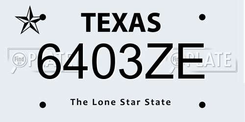 6403ZE Texas License Plate