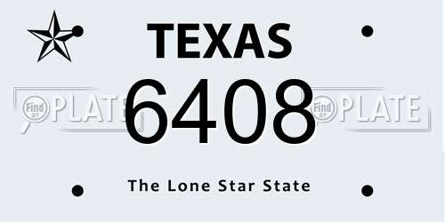 6408 Texas License Plate