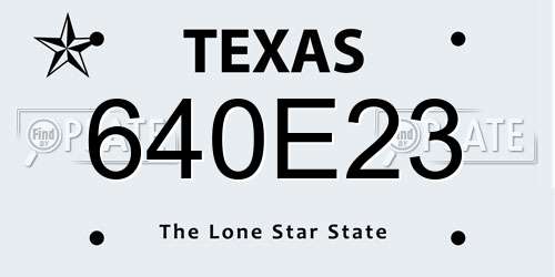 640E23 Texas License Plate