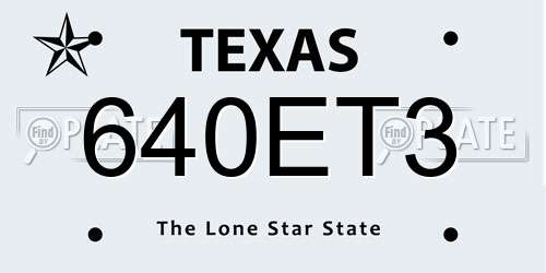 640ET3 Texas License Plate