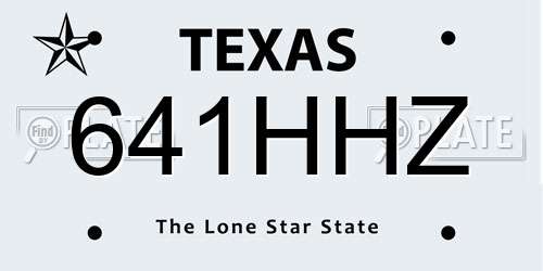 641HHZ Texas License Plate