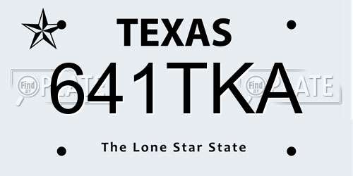 641TKA Texas License Plate