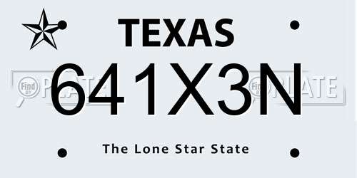 641X3N Texas License Plate
