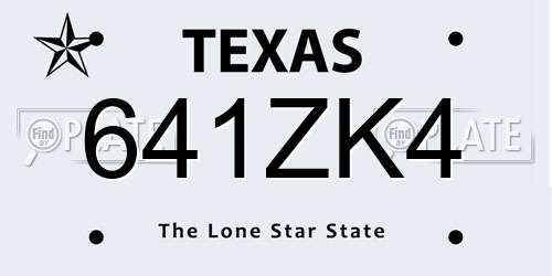 641ZK4 Texas License Plate