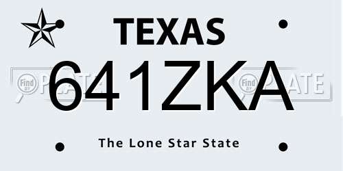 641ZKA Texas License Plate