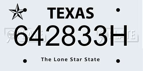 642833H Texas License Plate