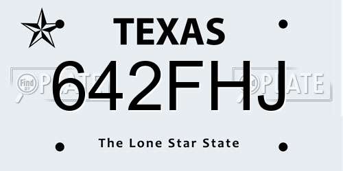 642FHJ Texas License Plate