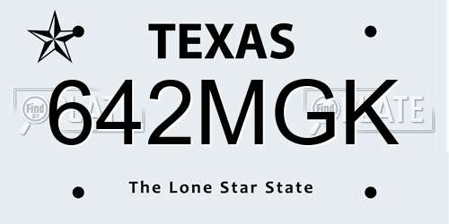 642MGK Texas License Plate