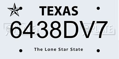 6438DV7 Texas License Plate