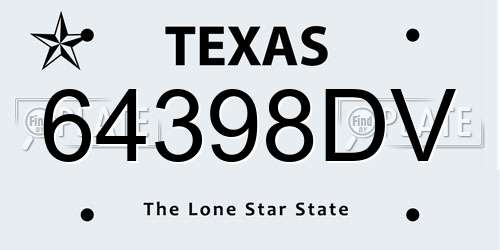 64398DV Texas License Plate