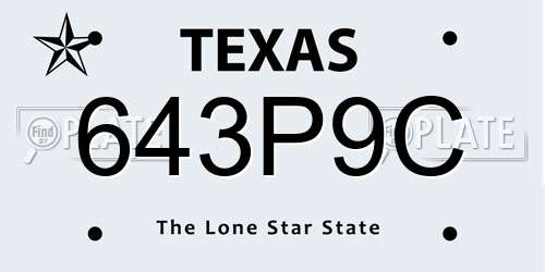 643P9C Texas License Plate
