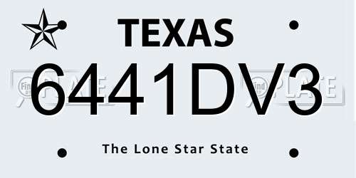 6441DV3 Texas License Plate