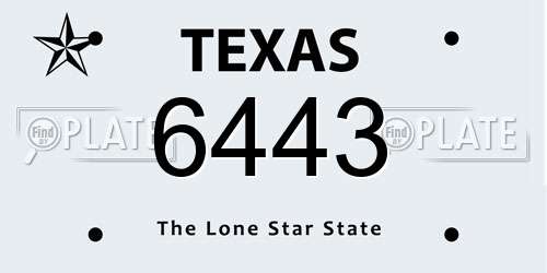 6443 Texas License Plate