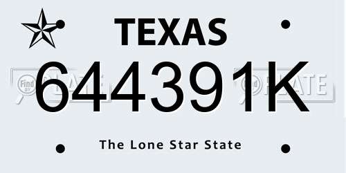 644391K Texas License Plate