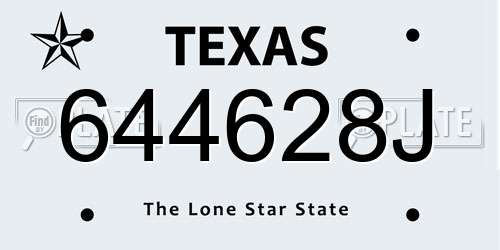 644628J Texas License Plate