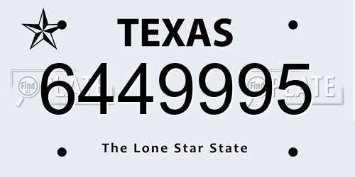 6449995 Texas License Plate