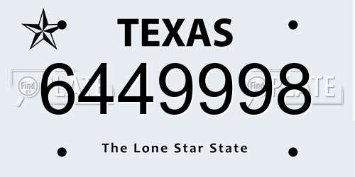 6449998 Texas License Plate