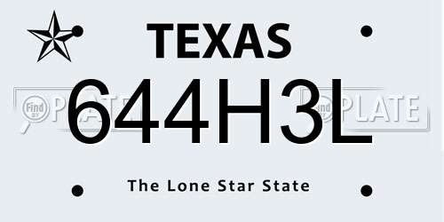 644H3L Texas License Plate